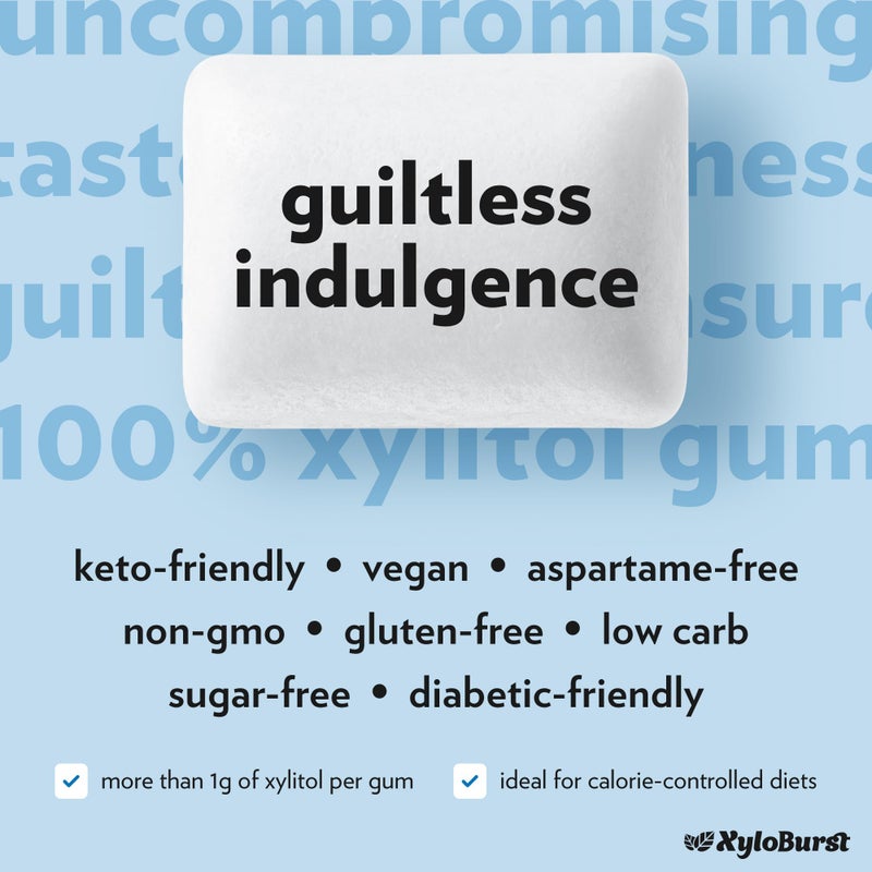 XyloBurst Xylitol Chewing Gum | Sugar Free, Gluten Free, Keto Friendly | Aspartame Free | Promotes Oral Health | Peppermint | 500-Count Bag - Image 4
